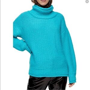 Women's Turquoise Turtleneck Sweater